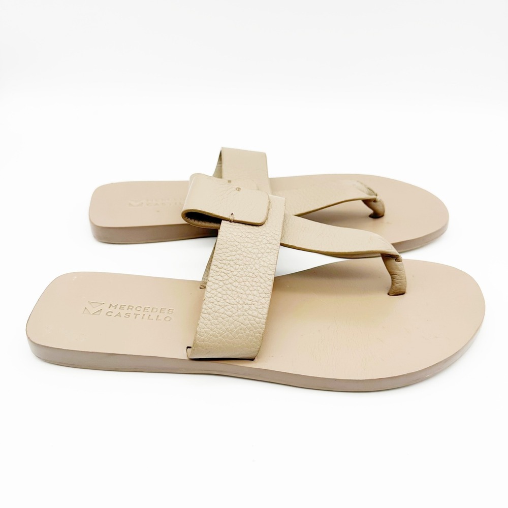 Mercedes Castillo Tanna Tan Leather Slides Size 40 - Picture 3 of 7